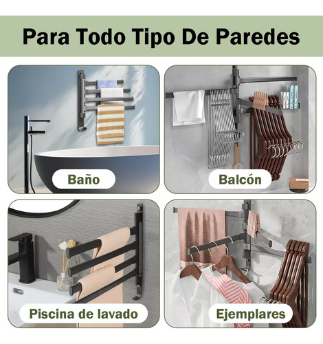 Toallero De Acero Inoxidable Para Pared Con Brazos Móviles