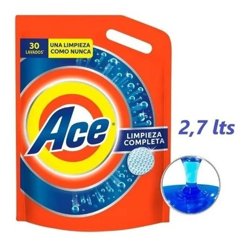 Jabón Líquido Para Ropa Ace Limpieza Completa Recarga 2.7 L