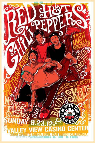 Poster Retrô  Red Hot 2012 Concert - Art Decor 33 Cm X 48 Cm