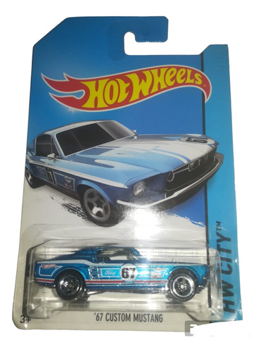 Ford Mustang Custom 1967 Azul Hot Wheels 1/64 Metal 