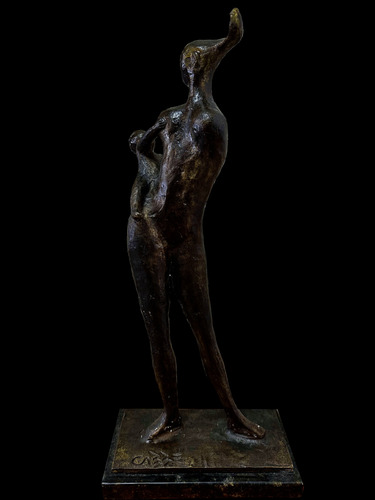 Carybé, Mãe Baiana - Escultura Em Bronze, 50x22.g1x10cm (Usado)