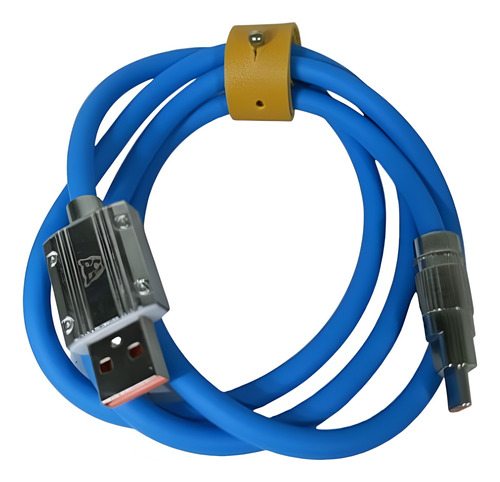 Cable Usb Tipo C Puntas De Metal 3.1a Reforzado Azul 1 Metro