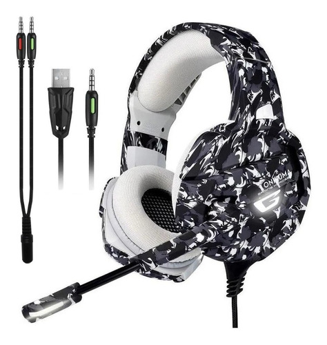 Auricular gamer Onikuma K5 camou grey con luz LED