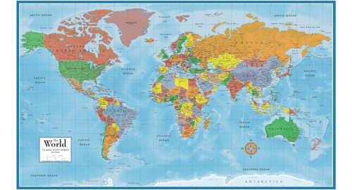 Poster Swiftmaps Mapa Del Mundo, Topográfico, Político