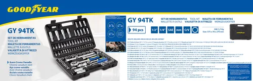 Set Juego Herramientas Combinadas 94 Pcs Goodyear Gy-94tk