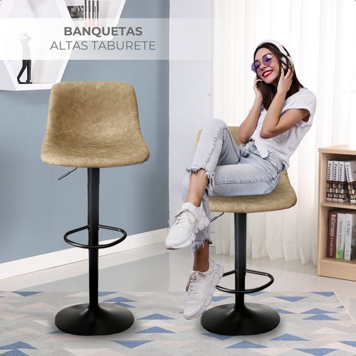 Sillas Kit 2 Banquetas Ajustables Barra Alta Con Apoya Pies