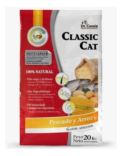 Alimento Dr. Cossia Classic Cat para gato adulto sabor pescado y arroz en bolsa de 20 kg