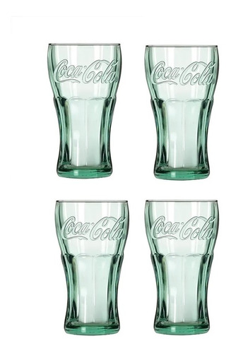 4 Vasos De Vidrio Coca Cola Vintage 