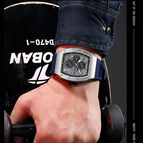 Reloj De Cuarzo Megir Luminous Calendar Con Cronógrafo Color De La Correa Blue/sliver
