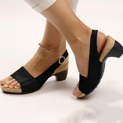 Zapatos L Cómodos Y Elegantes De Tacón Bajo Y Grueso For Mu