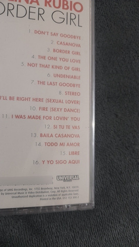 Paulina Rubio Cd Border Girl Import Usa Bonus Track Impecabl (Usado)