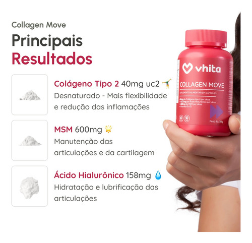 Colágeno Tipo 2 Com Ácido Hialurônico E Msm Vhita 3 Unidades