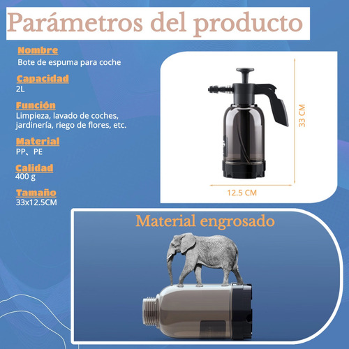 Pulverizador De Espuma Con Bomba De Lavado Manual De 2l