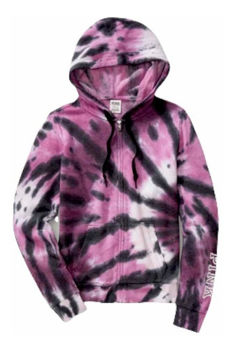 Poleron Perfect Full-zip Victoria's Secret Pink Talla Xs Tie-dye