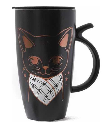 Taza De Cerámica En Forma De Gato Tipo Termo Con Tapa