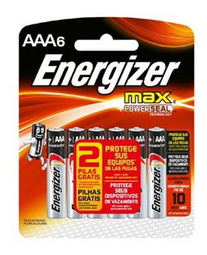 Pilha Palito Aaa Energizer Alcalina Cartela 6un Ultraduração