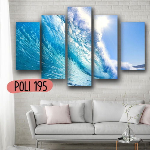 Imagen 5 de 10 de Cuadro Olas Surf Mar Xxl En 5 Partes 150x100