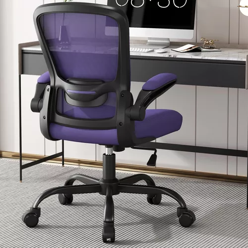  Silla de oficina, silla de escritorio, silla de oficina en  casa, silla de computadora de malla, silla de oficina ergonómica con  reposabrazos de soporte lumbar, silla de tareas de respaldo medio