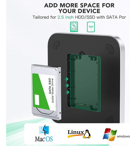 Hub Agptek Usb-c P/ Disco Rígido E Suporte Mac Mini M1 18/20