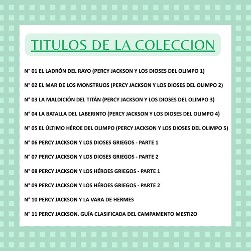 Imagen 5 de 10 de Colecccion Percy Jackson Clarin Rick Riordan Varios Titulos