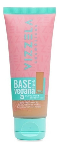 Base Líquida Facial Vizzela Vegana Efeito Matte Velvet Hd Tom Cor 13