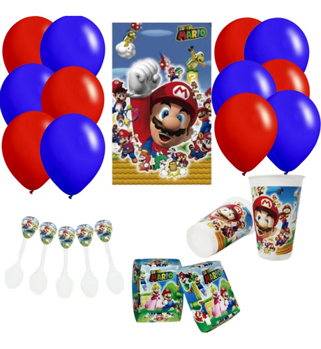 Kit Decoración Completa De Cumpleaños Mario Bros