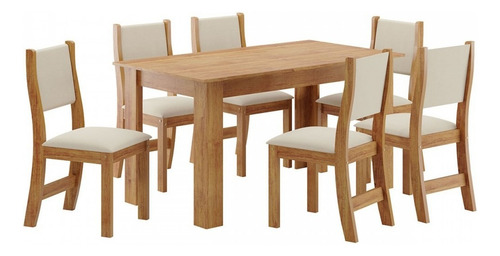 Mesa De Jantar 6 Lugares Isis Mel/nude - Viero Móveis