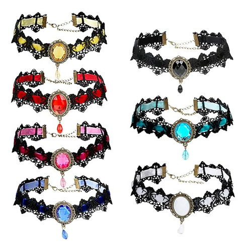7 Collares Goticos Para Mujer Gargantilla Hecha Encaje Negro