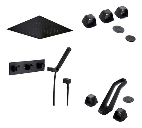 Set Grifería De Baño 3 Piezas Fv King 3d Negro