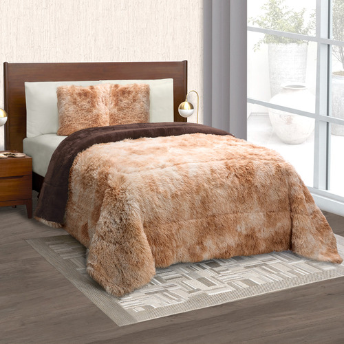 Cobertor Térmico Grizzly Moka Matrimonial Color Marrón Diseño de la tela Lisa