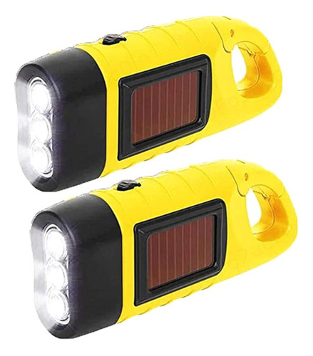 2 Pieces Led Flashlight, Emergency Handle, Solar Torch