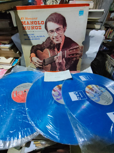 3 Discos Lp Color Azul Album El Versátil Manolo Muñoz Vol.1
