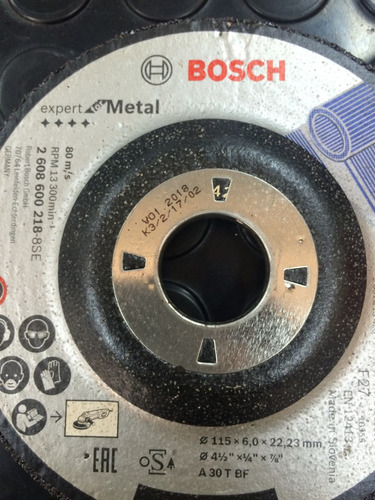 Disco Desbaste 4 1/2  Pulgadas Bosch Esmerilar Slovaco