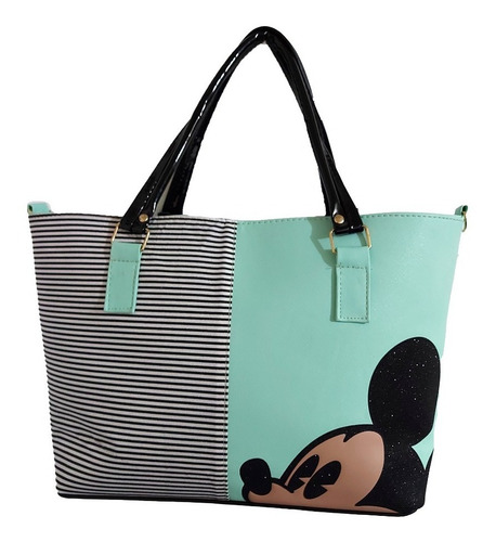 Imagen 1 de 6 de Bolsa De Mano De Disney, Mickey Mouse En Color Verde Agua
