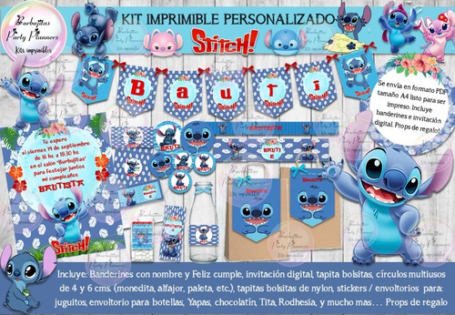 Kit Imprimible Candy Bar Stitch Personalizado