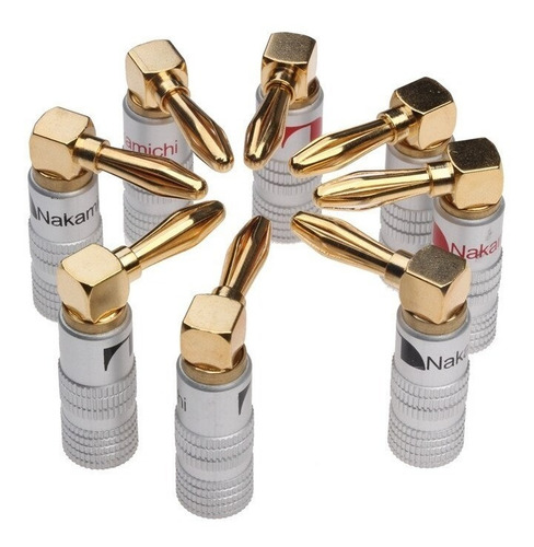Imagen 2 de 6 de Conector Banana Nakamichi Hifi Pack 8 Unidades Ángulo Recto