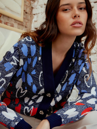 Cárdigan Mujer Tejido Invierno Estampa Multicolor Brillos