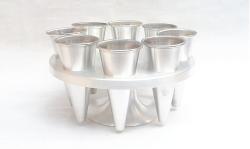 Base P/ Gratinar Cones Pizza+8 Cones De 14 X 6,5 Cm Aluminio