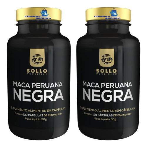 Maca Peruana Negra Sollo Premium 100% Pura  - 240 Cápsulas