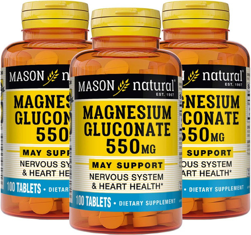 Mason Gluconato De Magnesio 550 Mg 100 Tabletas 03 Frascos