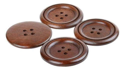 Cotowin 10pcs Brown 4 Agujeros Botones Grandes De Madera De