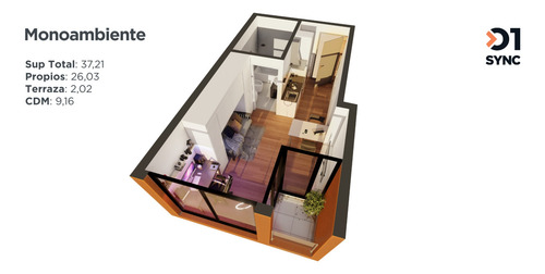 Imagen 9 de 17 de Venta Apartamento Monoambiente Barrio Sur - Edificio 01 Sync