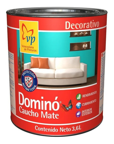 Pintura Caucho Mate Domino Plastico Galon Wengue Vp