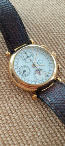 Relógio Bulova Automático Fases Da Lua Cal 7751 Marrom Branco Branco