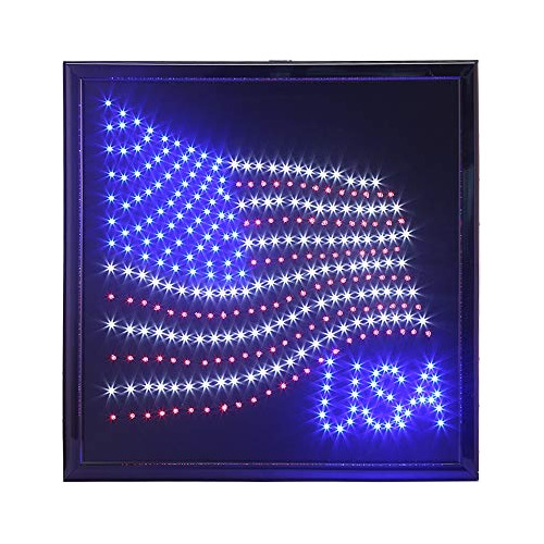 Letrero De Bandera Estadounidense Led Iluminación Anim...