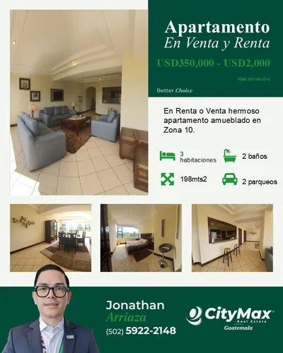 En Venta O Renta Apartamento En Zona 10