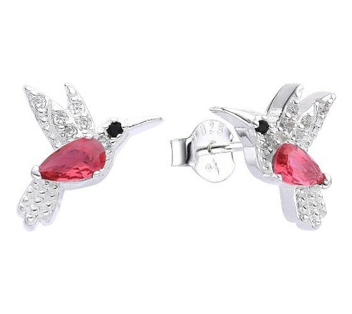 Aros Pasantes Colibri Plata 925 Y Piedras Cubics