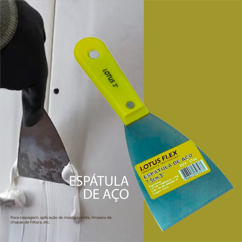 Espátula De Aço 7,5 Cm Lotus Flex 3'' Inox Gesso Massa