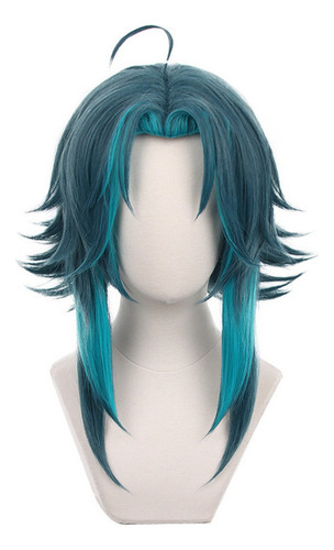 Peruca Verde Genshin Impact Xiao Cosplay 82 Cm