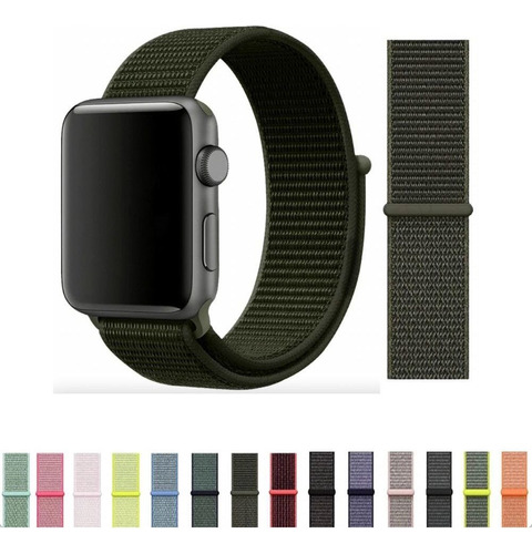 Correas Nylon Para Reloj Apple Watch 38/40mm Color Verde